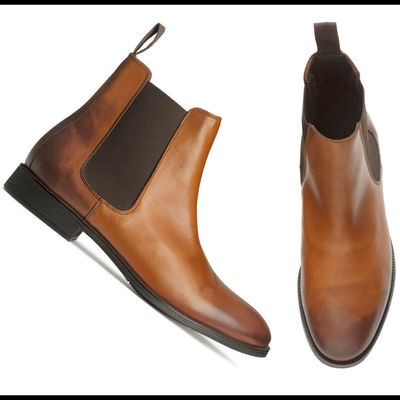 New handmade chelsea brown two tone leather boots, men ankle boots, - Thumbnail 5