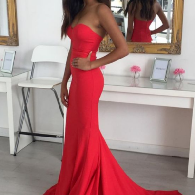 Simple a line court train sweetheart prom dresses cheap evening dress - Thumbnail 3