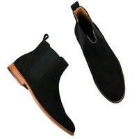 Handmade Men Black Chelsea Boots, Men Black Ankle Boot, Men Ankle Chelsea Boots - Thumbnail 4