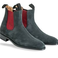 Handmade Men's Chelsea Boot, Men's Gray Suede Luxury Formal Boot - Thumbnail 1