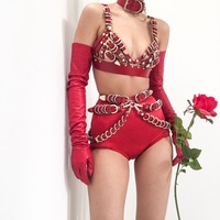 Orleena Choker ( Red + Gold ) - Thumbnail 3