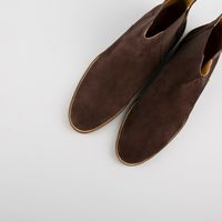 Handmade Mens Chocolate brown Chelsea Suede leather boot, Men ankle leather boot - Thumbnail 2