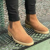Handmade Mens Tan color Suede Chelsea boots, Mens Crepe sole chelsea boots - Thumbnail 4