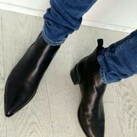 Handmade Men Black Pointed Toe Chelsea Boots, Men Black Leather Ankle Boots - Thumbnail 4