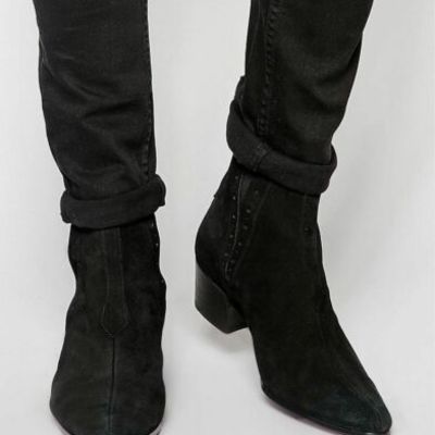 Men black suede chelsea boots, men ankle boots, men chelsea boots - Thumbnail 5