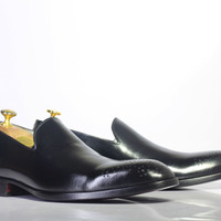 Handmade Black Brogue Toe Leather Loafers Shoes For Men's - Thumbnail 3