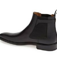 Handmade mens black color chelsea leather boots, Men genuine leather boots - Thumbnail 4