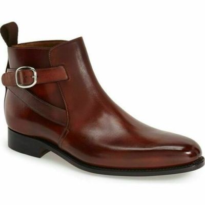 Men's new handmade jodhpurs style real leather brown ankle boots for men - Thumbnail 3