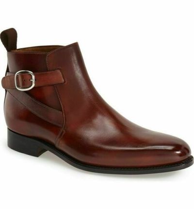 MEN'S NEW HANDMADE JODHPURS STYLE REAL LEATHER BROWN ANKLE BOOTS FOR MEN