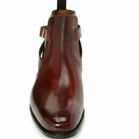 MEN'S NEW HANDMADE JODHPURS STYLE REAL LEATHER BROWN ANKLE BOOTS FOR MEN - Thumbnail 1