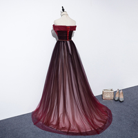 Burgundy tulle prom dress evening dress - Thumbnail 3