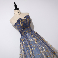 A line strapless tulle long prom gown evening dress - Thumbnail 1