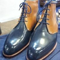 Handmade Men’s Blue & Tan Color Lace Up Boots, Leather High Ankle Boots - Thumbnail 1