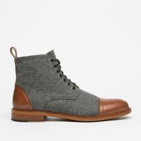 Tweed & Brown Tone Cap Toe Genuine Vintage High Ankle Leather Lace Up Men Boots - Thumbnail 1
