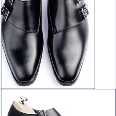 Mens handmade shoes black oxford toe monk leather formal wear casual dress boots