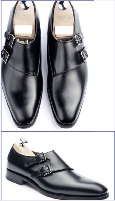 Mens Handmade Shoes Black Oxford Toe Monk Leather Formal Wear Casual Dress Boots