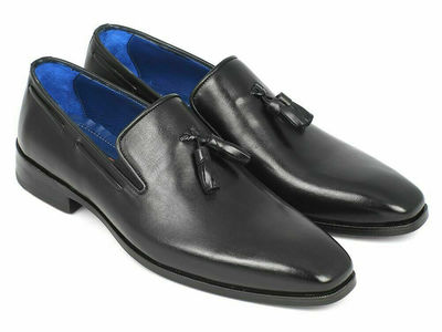 Men Black Color Tassel Loafer Slip Ons Derby Toe Formal Dress Real Leather Shoes