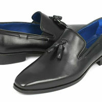 Men Black Color Tassel Loafer Slip Ons Derby Toe Formal Dress Real Leather Shoes - Thumbnail 1