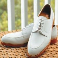 Handmade Men,s Classic Style Real Leather White Formal Shoes,men leather shoes - Thumbnail 1