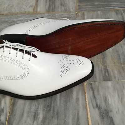 Men,s handmade classic style real leather white formal shoes men leather shoes