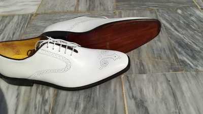 Men,s Handmade Classic Style Real Leather White Formal Shoes Men leather shoes