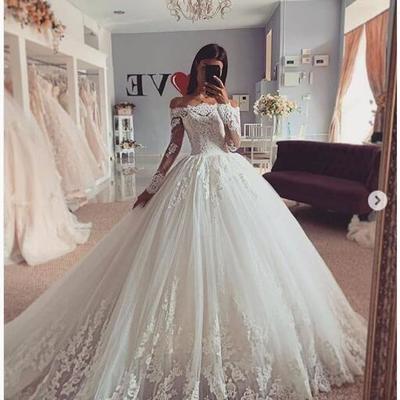 Ball gown wedding dress long sleeve lace wedding bridal gowns