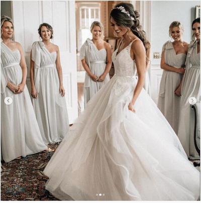 Ball Gown Princess Wedding Dresses Scoop Lace Flowers Bridal Gowns vestido de novia