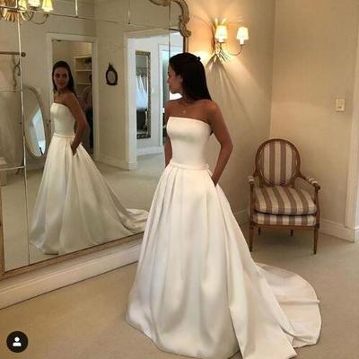 Simple wedding dress strapless wedding bridal gowns
