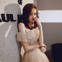 A line tulle sequins long prom dress - Thumbnail 2