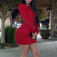 Temperament Long Sleeve Hip Dress - Thumbnail 3