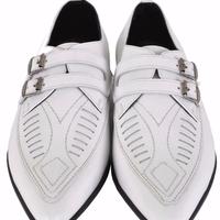New Handmade Men's White Leather Duckies Monk Strap Loafer Shoes - Thumbnail 4