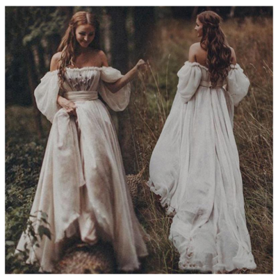 Beautiful off shoulder boho a line princess dress - Thumbnail 5