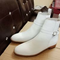 Handmade Men White Color Leather Jodhpurs boots, Men ankle boots, Mens boots - Thumbnail 2