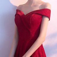 Burgundy long prom dress simple evening dress - Thumbnail 1