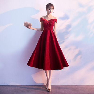 Cute burgundy short prom dress evening dress - Thumbnail 5