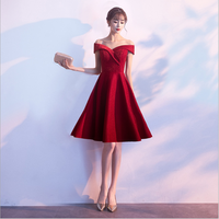 Cute burgundy short prom dress evening dress - Thumbnail 3