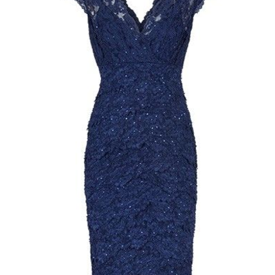 V neck sheath royal blue mother of bride dresses - Thumbnail 5