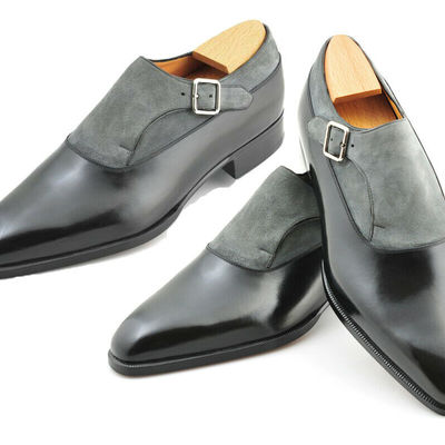 Handmade leather two tone dress men's monk shoes custom leather shoes for men