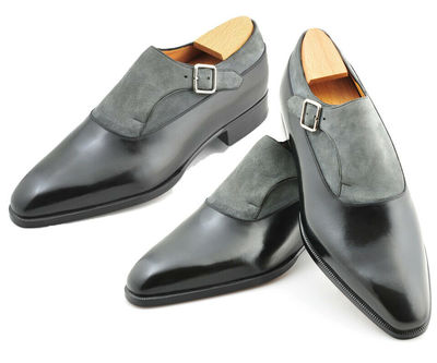 Handmade Leather two tone dress men's monk shoes custom leather shoes for men