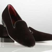 Mens Handmade Shoes Brown Velvet Loafer Slippers Leather Formal Wear Casual Boot - Thumbnail 4