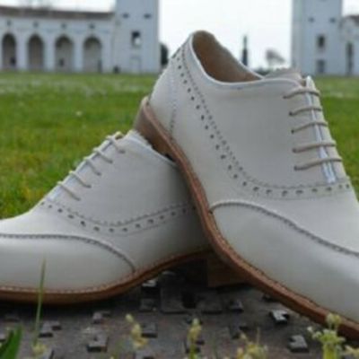 New handmade oxford white real leather lace up shoes men formal dress shoes