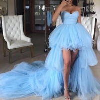 Sweetheart Tulle Sky Blue Prom Dresses  - Thumbnail 1