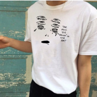 Letter Print Funny Aesthic White T Shirt Top - Thumbnail 1