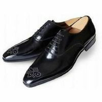 Handmade Men's Black Tuxedo Brogue Dress Shoes, Men Leather Lace Up Formal Shoes - Thumbnail 4