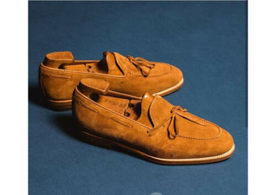 Stylish Men's Handmade Brown Suede Tassel Loafer Dress Fashion Shoes