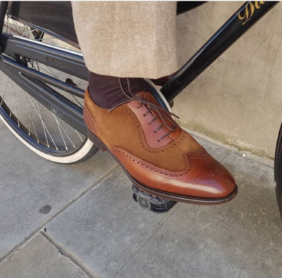 Handmade tan and brown leather shoes, men cognac wingtip brogue shoe, formal men