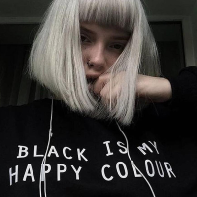 Black happy color letter print pullover sweatshirt top