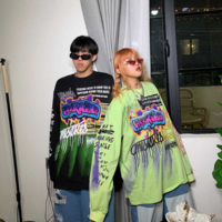 Grunge Punk Harajuku Letter Print Pullover - Thumbnail 1