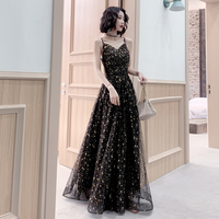 Black tulle long prom dress evening dress - Thumbnail 3