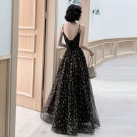 Black tulle long prom dress evening dress - Thumbnail 4